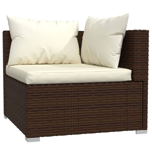 vidaXL Set Divani da Giardino 10 pz con Cuscini in Polyrattan Marrone
