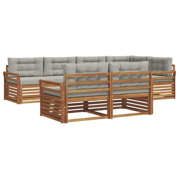 vidaXL Set di divani da esterno 7 pcs Grigio Naturale e Chiaro