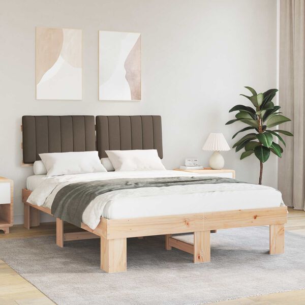 vidaXL Letto con Testiera Rivestita Talpa 135 x 190 cm Pino massello