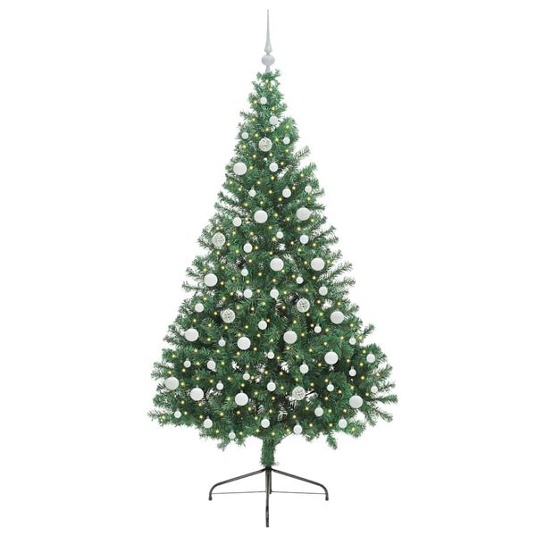 vidaXL Albero di Natale artificiale con luci integrate Verde 210 cm
