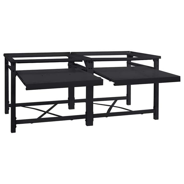 vidaXL Pedestallo per Lavatrice 2 pcs Nero 120 x 56 x 52 cm Acciaio