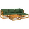 vidaXL Set Salotto da Giardino 5pz con Cuscini Verdi Legno Massello