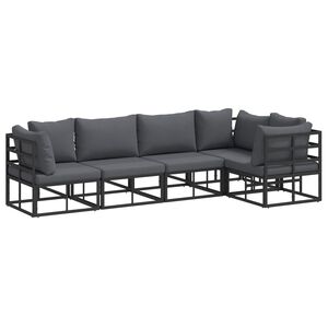 vidaXL Set Divano da Giardino 5 pz Nero Alluminio
