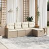 vidaXL Set Divano da Giardino 5 pz con Cuscini Beige in Polyrattan