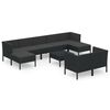 vidaXL Set Divani da Giardino 10 pz con Cuscini in Polyrattan Nero