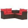 vidaXL Set di divani 5 pz Marrone e Rosso Rattan sintetico e Acciaio