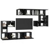 vidaXL Unit&agrave; TV Montaggio a parete 4 pcs Rovere Nero Legno multistrato