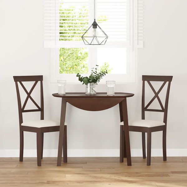 vidaXL Sedie da Pranzo con Cuscini 2pz Marrone Legno Massello di Hevea