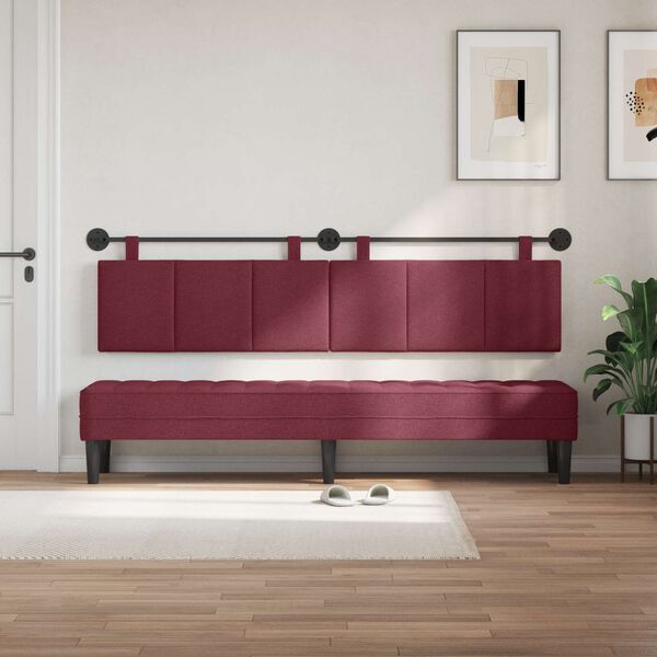 vidaXL Testata appesa Rigato Rosso Vino 210 x 55 x 5 cm Tessuto