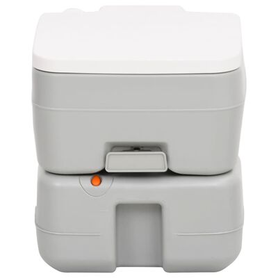 vidaXL Toilette da Campeggio Portatile Grigia e Bianca 15+10 L in HDPE