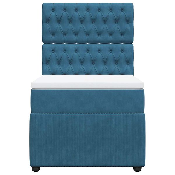 vidaXL Giroletto a Molle con Materasso Blu Scuro 100x200 cm in Velluto