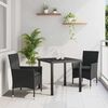 vidaXL Set da Pranzo per Giardino con cuscino 3 pcs Nero polyrattan