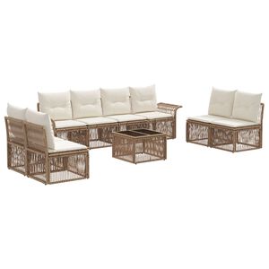 vidaXL Set Divano da Giardino 9 pz Beige polyrattan