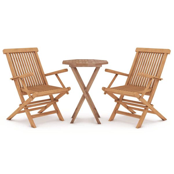 vidaXL Set da Pranzo per Giardino 3 pz in Legno Massello di Teak