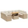 vidaXL Set Divano da Giardino 10 pz con Cuscini Beige in Polyrattan