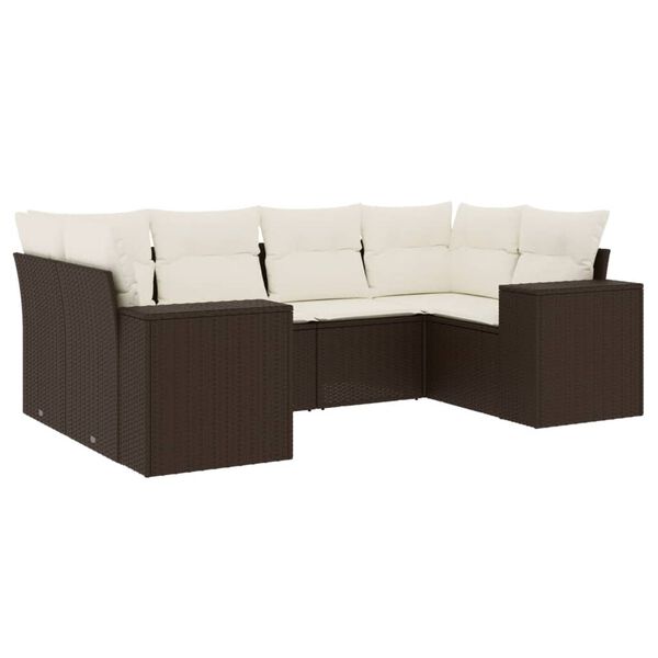 vidaXL Set Divano da Giardino 6 pz con Cuscini Marrone in Polyrattan