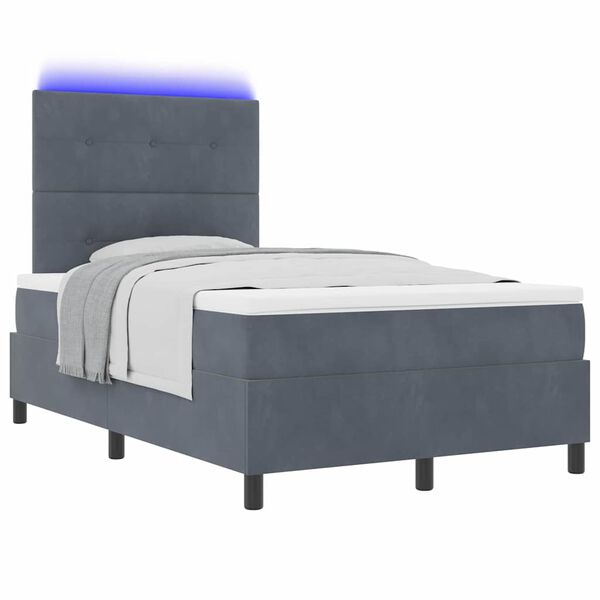 vidaXL Letto a Sorgente LED Grigio scuro 120 x 190 cm Tessuto