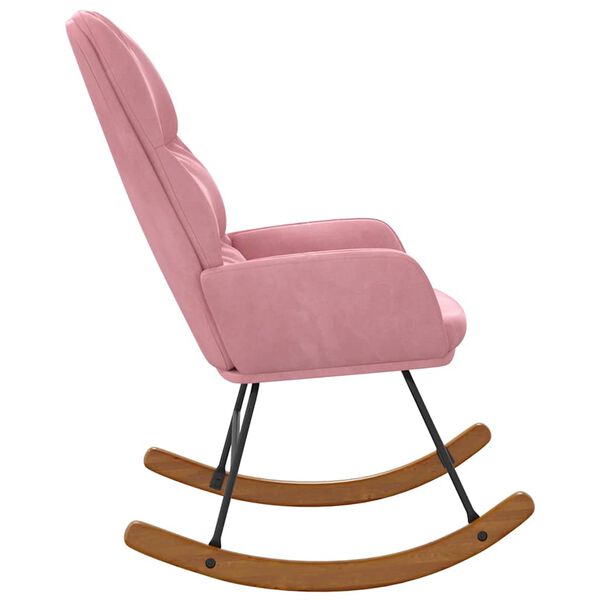 vidaXL Sedia a Dondolo Rosa in Velluto