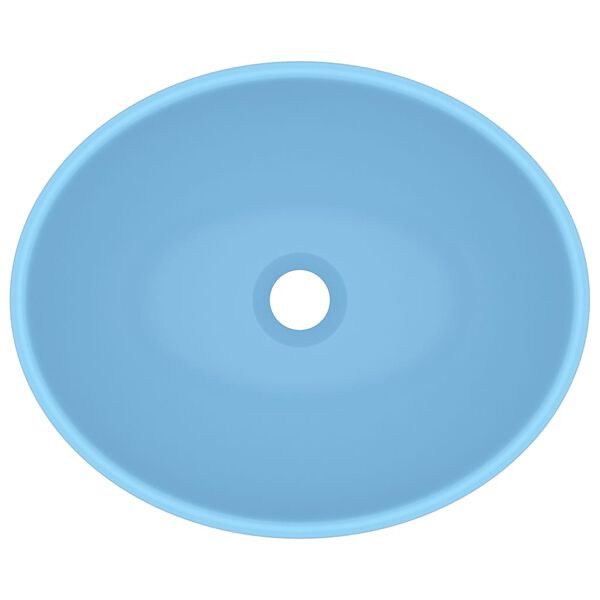 vidaXL Lavandino Lusso Ovale Azzurro Opaco 40x33 cm in Ceramica