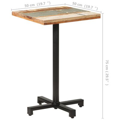 vidaXL Tavolo da Bistrot Quadrato 50x50x75 cm in Massello di Recupero