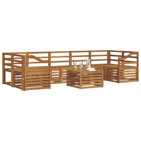 vidaXL Set divani 8 pcs Naturale Legno di Acacia Massello