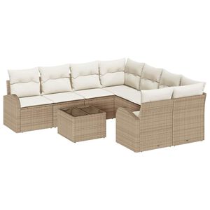 vidaXL Set di divani con cuscino 9 pcs Beige e Crema polyrattan