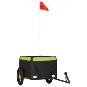 vidaXL Rimorchio da Bici Nero e Verde 30 kg in Ferro