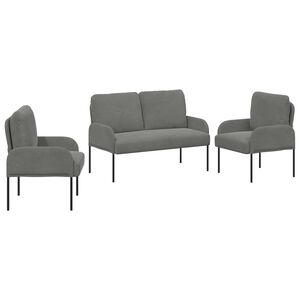 vidaXL Set divani 3 pz Grigio scuro Legno compensato