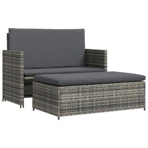 vidaXL Set Divani da Giardino 2 pz con Cuscini in Polyrattan Grigio