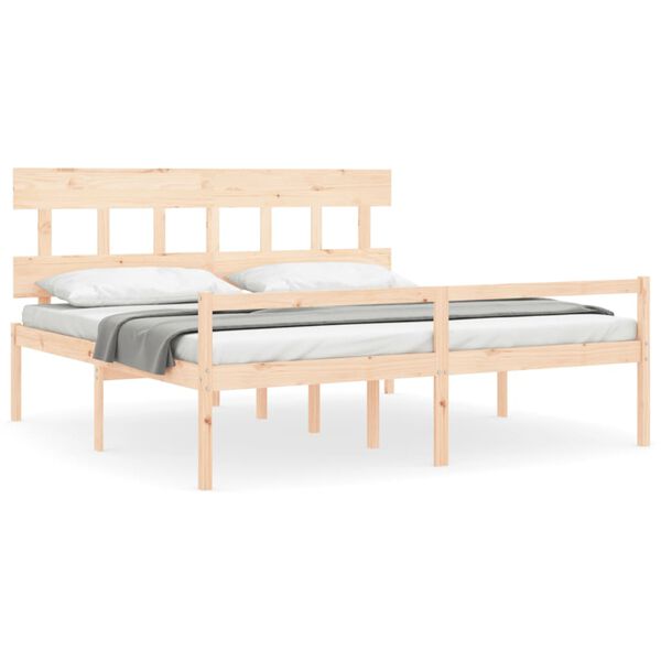vidaXL Letto per Anziani con Testiera 200x200 cm in Legno Massello