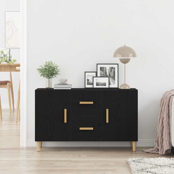 vidaXL Credenza Rovere Nero 100x36x60 cm in Legno Multistrato