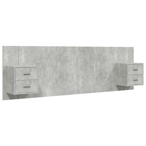 vidaXL Testiera Letto con Comodini in Legno Multistrato Grigio Cemento