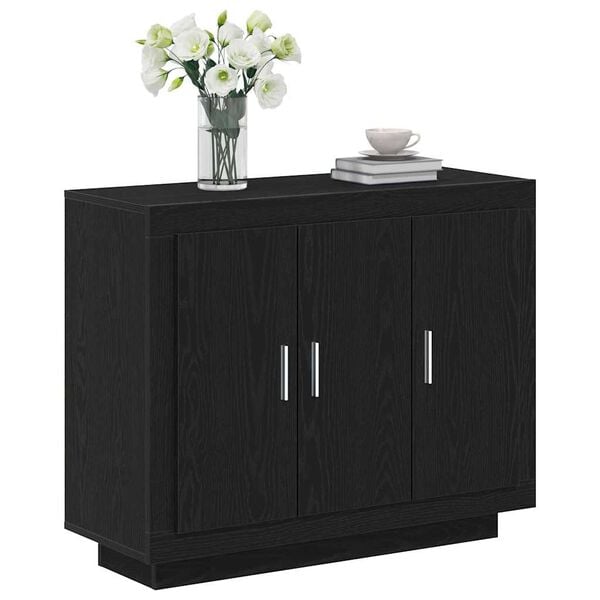 vidaXL Credenza Rovere Nero 92 x 35 x 75 cm Legno multistrato