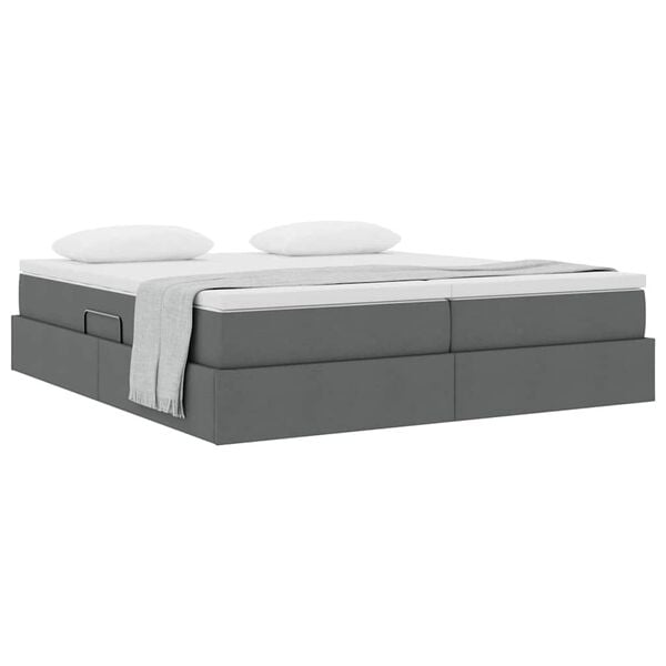 vidaXL Letto con contenitore e materasso Grigio scuro 180 x 200 cm