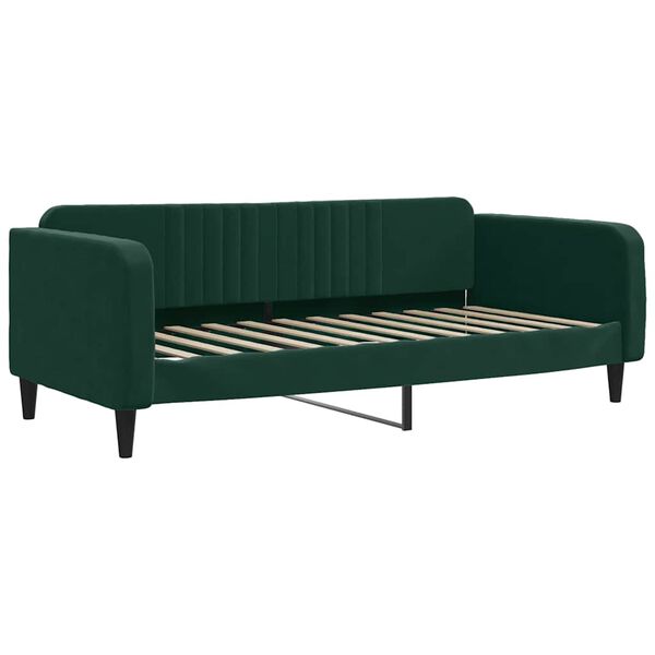 vidaXL Divano Letto Estraibile Cassetti Verde Scuro 90x200cm Velluto