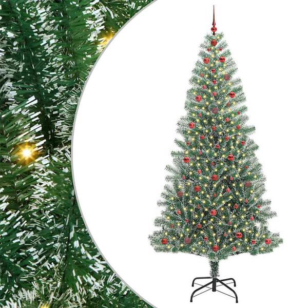 vidaXL Albero di Natale Artificiale Imbiancato con Luci LED 240 cm