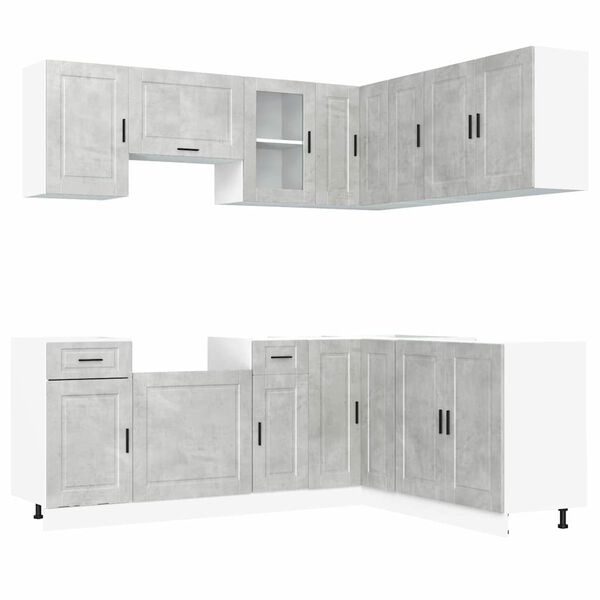 vidaXL Set Mobili da Cucina 11 pz Porto Grigio Cemento in Truciolato