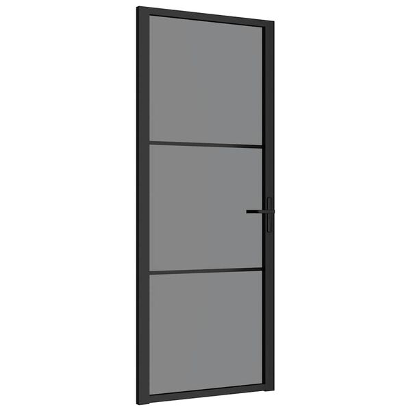 vidaXL Porta Interna 83x201,5 cm Nero Opaco Vetro ESG e Alluminio