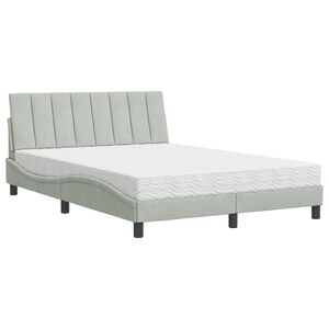 vidaXL Letto con Materasso Hanko Grigio Chiaro 140x190 cm in Velluto