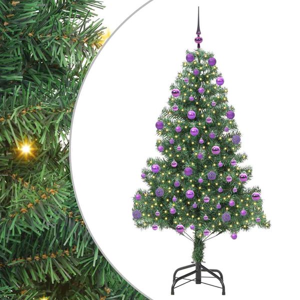 vidaXL Albero di Natale con 300 LED con supporto Verde 210 cm PVC