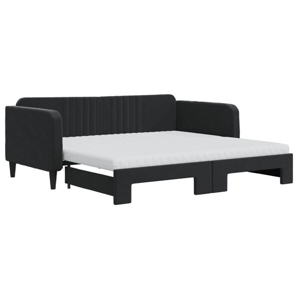vidaXL Divano Letto Estraibile con Materassi Nero 90x190 cm Velluto