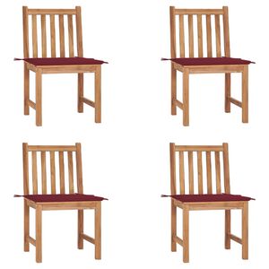 vidaXL Sedie da Giardino 4 pz con Cuscini in Legno Massello di Teak