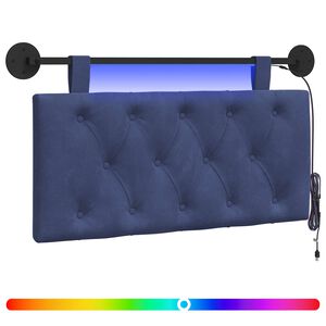 vidaXL Testiera sospesa Con luce LED Blu Polizia Velluto