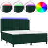 vidaXL Letto a Molle con Materasso e LED Verde Scuro 160x200cm Velluto