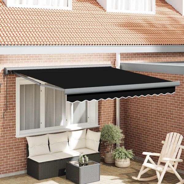 vidaXL Tenda da Sole Nero 350 x 250 x 165 cm Poliestere e Alluminio