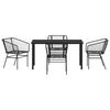 vidaXL Set da Pranzo per Giardino 5 pcs Nero polyrattan
