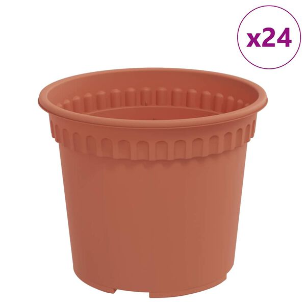 vidaXL Vaso Rotondo per Fiori 24 pcs Rosso Mattone &Oslash; 12,5 x 10 cm