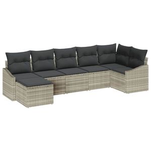 vidaXL Set di divani con cuscino 7 pcs Grigio chiaro polyrattan