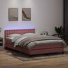 vidaXL Letto a Molle con Materasso e LED Rosa 160x220 cm in Velluto