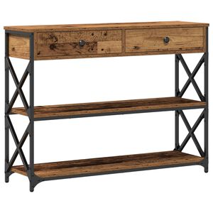 vidaXL Tavolo Consolle con cassetto Legno vecchio 100 x 28 x 75 cm